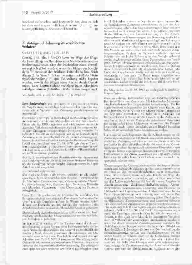 Vorschauseite 6: Klagebefugnis eines pharmazeutischen Unternehmers gegen einen an einen Apotheker gerichteten Feststellungsbescheid