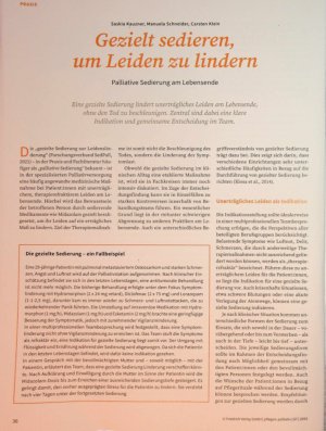 Vorschauseite 1: Gezielt sedieren, um Leiden zu lindern Palliative Sedierung am Lebensende