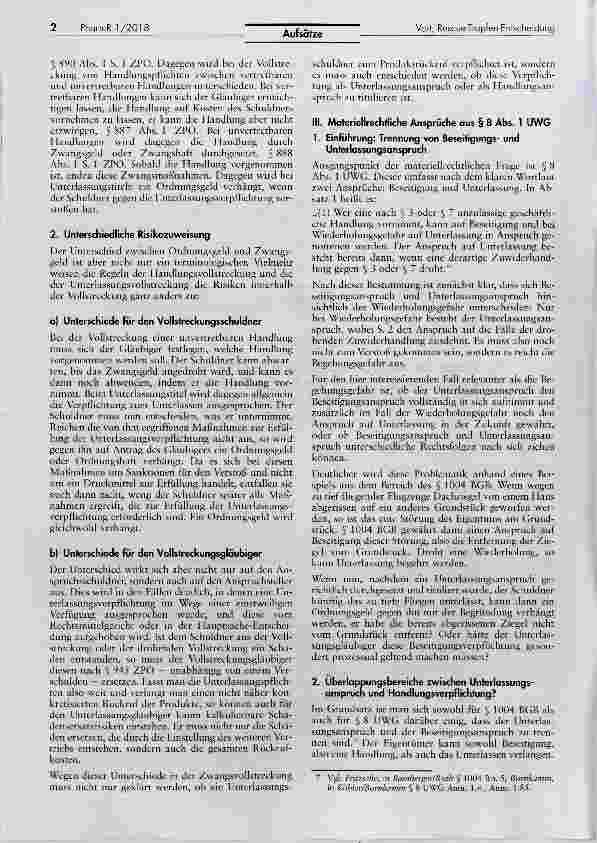 Vorschauseite 2: Zur Frage der Rückrufverpflichtung auf der Grundlage eines Unterlassungsanspruchs nach der Rescue-Tropfen-Entscheidung des Bundesgerichtshofs vom 29. 9. 2016