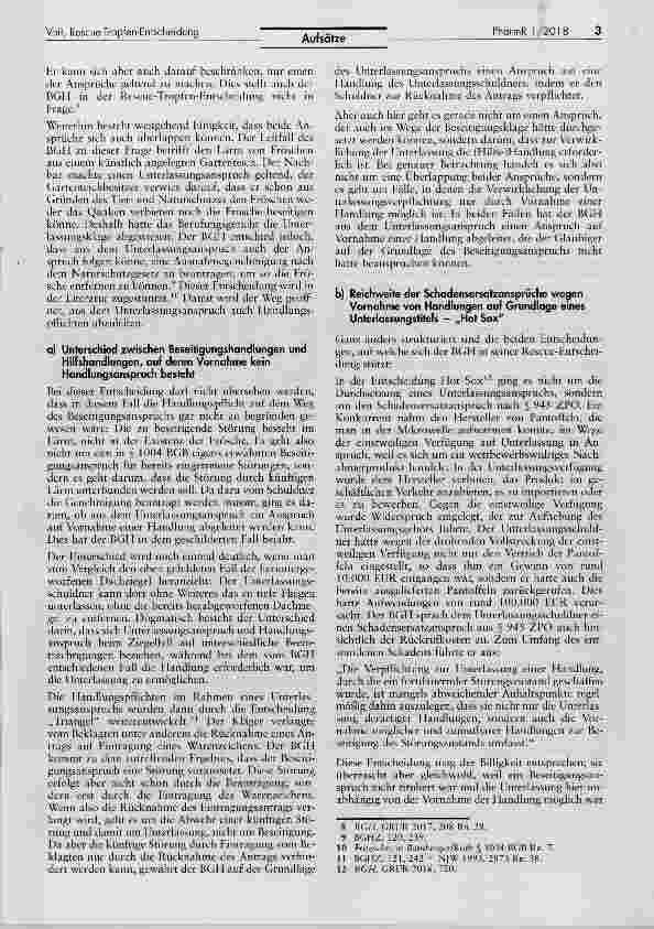 Vorschauseite 3: Zur Frage der Rückrufverpflichtung auf der Grundlage eines Unterlassungsanspruchs nach der Rescue-Tropfen-Entscheidung des Bundesgerichtshofs vom 29. 9. 2016