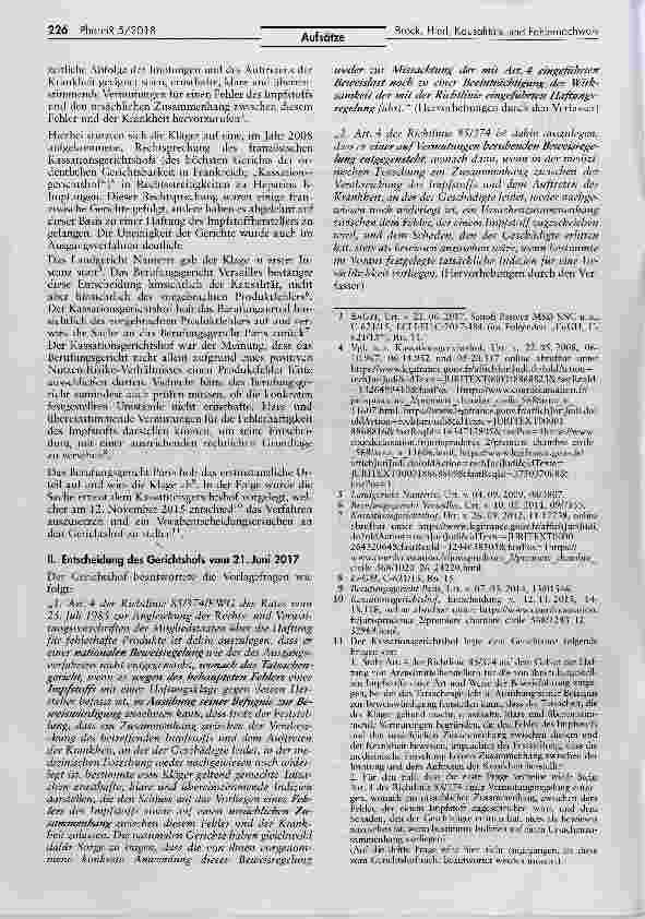 Vorschauseite 2: Beweiswürdigung bleibt ureigenste Aufgabe der Mitgliedstaaten Entscheidung des Gerichtshofs der Europäischen Union zum Kausalitätsund Fehlernachweis