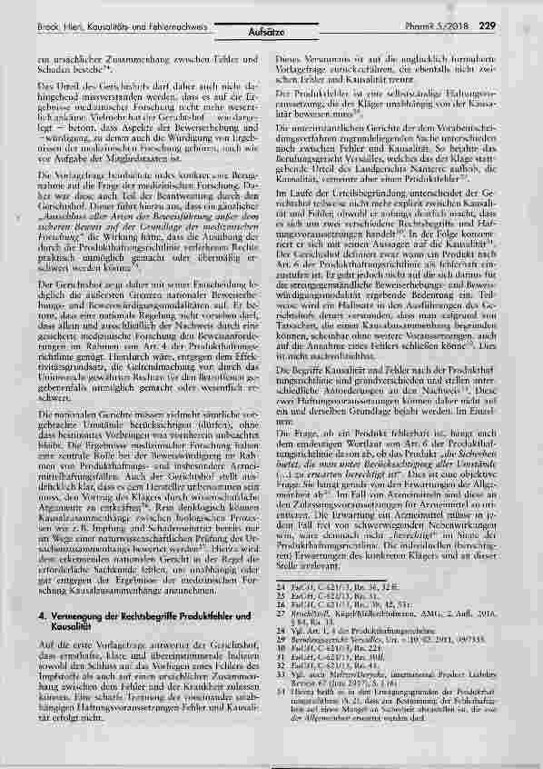 Vorschauseite 5: Beweiswürdigung bleibt ureigenste Aufgabe der Mitgliedstaaten Entscheidung des Gerichtshofs der Europäischen Union zum Kausalitätsund Fehlernachweis
