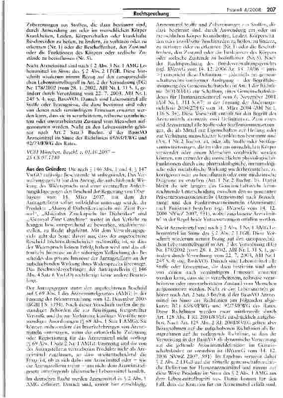 Vorschauseite 2: Streitwert für Verkaufsverbote und Sicherstellungen im Lebensmittelund Arzneimittelrecht
