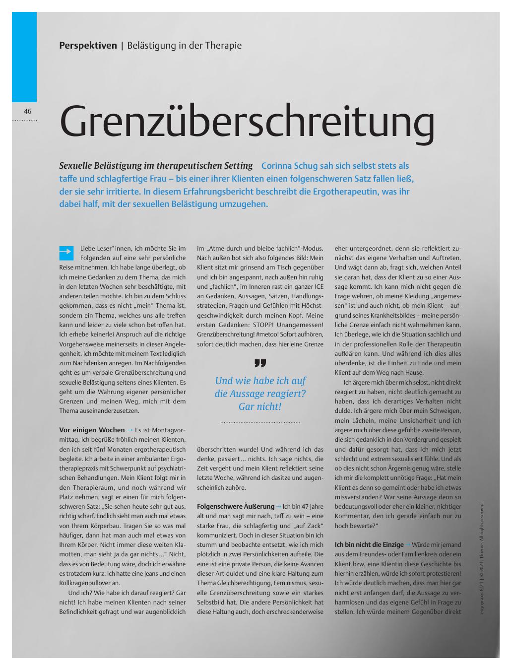 Vorschauseite 1: Grenzüberschreitung - Sexuelle Belästigung im therapeutischen Setting