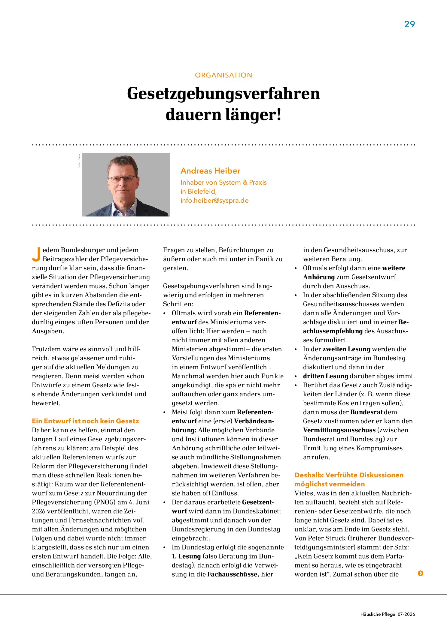 Vorschauseite 1: Gesetzgebungsverfahren dauern länger!