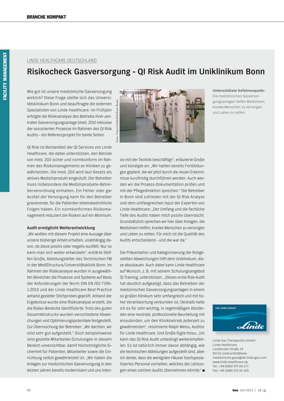 Vorschauseite 1: Risikocheck Gasversorgung - QI Risk Audit im Uniklinikum Bonn