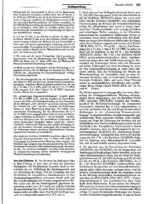 Vorschauseite 2: Öffentlichkeitswerbung für Humanarzneimittel (Konsumentenbefragung II)