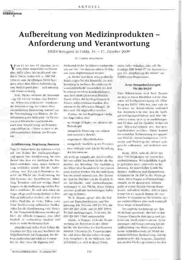 Vorschauseite 1: Aufbereitung von Medizinprodukten Anforderung und Verantwortung