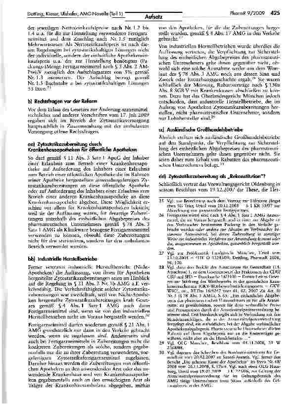 Vorschauseite 5: Zytostatikaversorgung nach der AMG-Novelle (Teil 1)