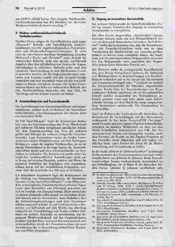 Vorschauseite 4: Bericht der Europäischen Kommission zur karteilund fusionskontrollrechtlichen Entscheidungspraxis im Arzneimittelsektor