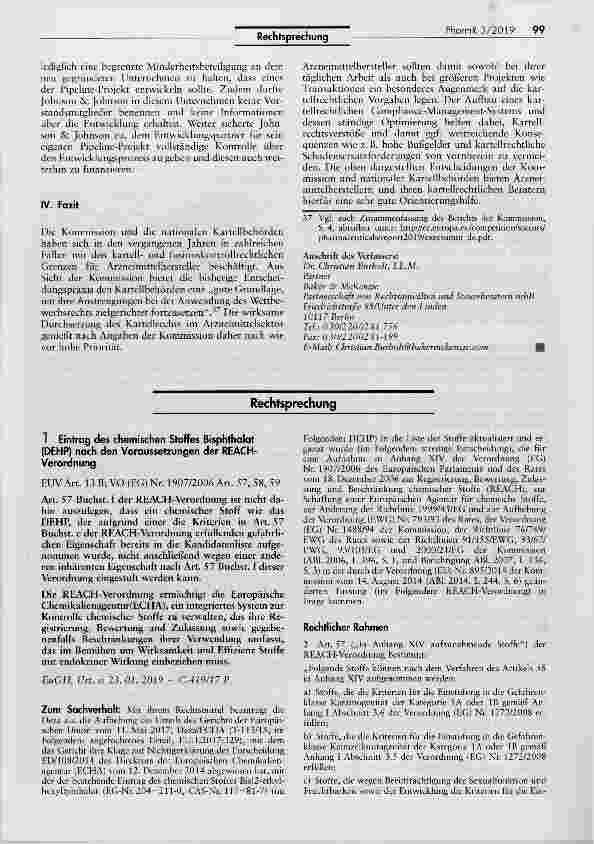 Vorschauseite 5: Bericht der Europäischen Kommission zur karteilund fusionskontrollrechtlichen Entscheidungspraxis im Arzneimittelsektor