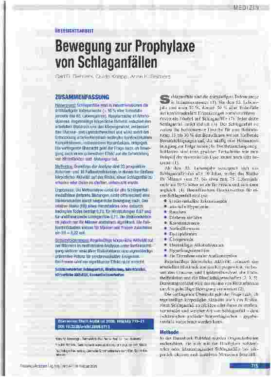 Vorschauseite 1: Bewegung zur Prophylaxe von Schlaganfällen