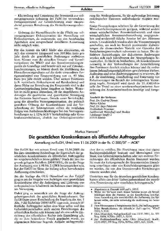 Vorschauseite 1: Die gesetzlichen Krankenkassen als öffentliche Auftraggeber