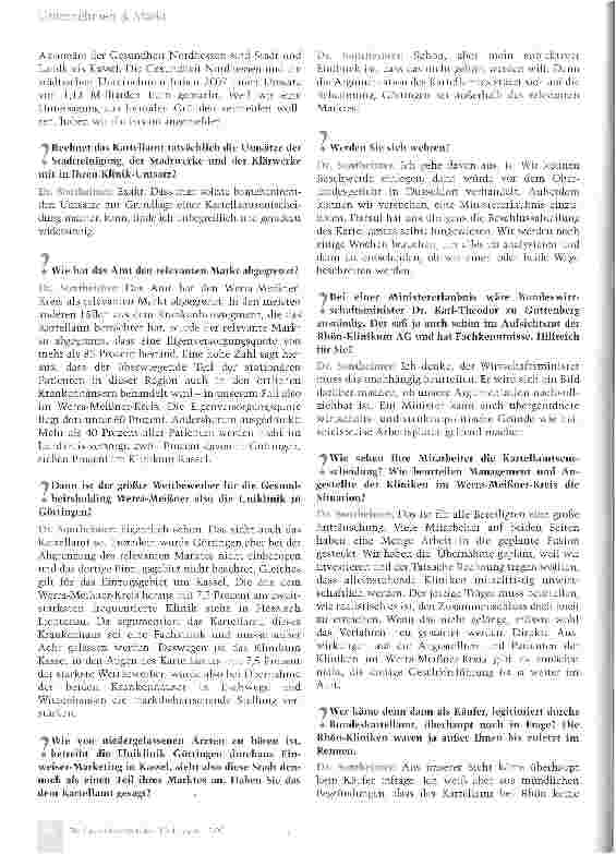 Vorschauseite 2: Kartellamt addiert Umsatz von Klinik und Kläranlage
