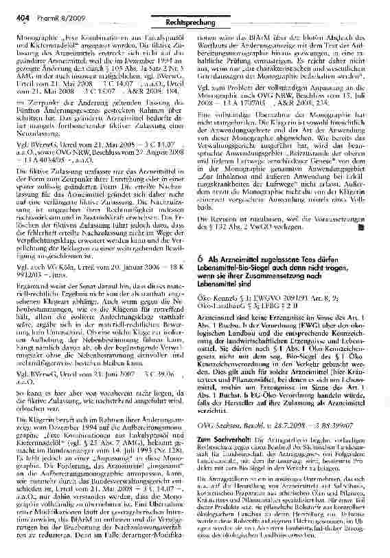 Vorschauseite 5: Anordnung von Gegenanzeige als Auflage betrifft Zulassungsentscheidung