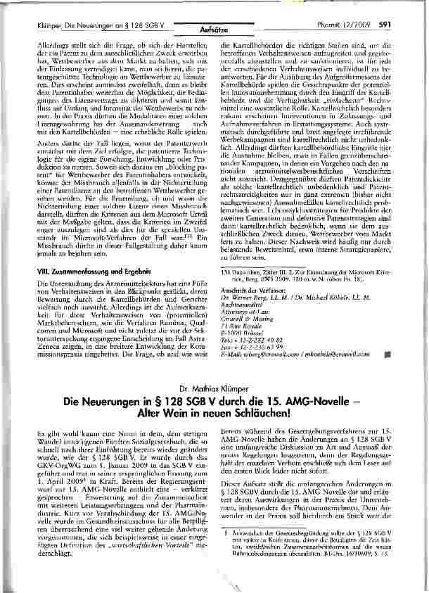 Vorschauseite 1: Die Neuerungen in § 128 SGB V durch die 15. AMG-Novelle -Alter Wein in neuen Schläuchen!