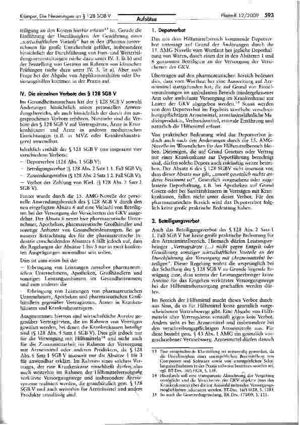 Vorschauseite 3: Die Neuerungen in § 128 SGB V durch die 15. AMG-Novelle -Alter Wein in neuen Schläuchen!