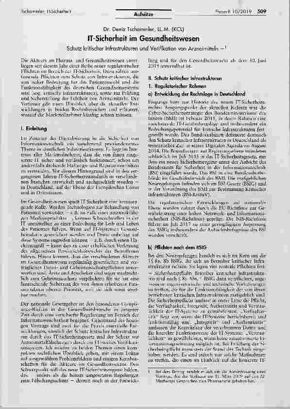 Vorschauseite 1: IT-Sicherheit im Gesundheitswesen