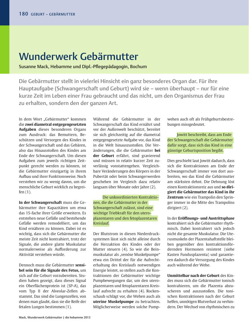 Vorschauseite 1: Wunderwerk Gebärmutter