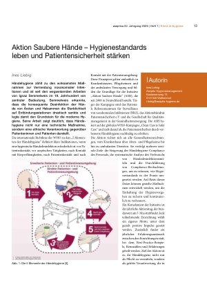 Vorschauseite 1: Aktion Saubere Hände – Hygienestandards leben und Patientensicherheit stärken
