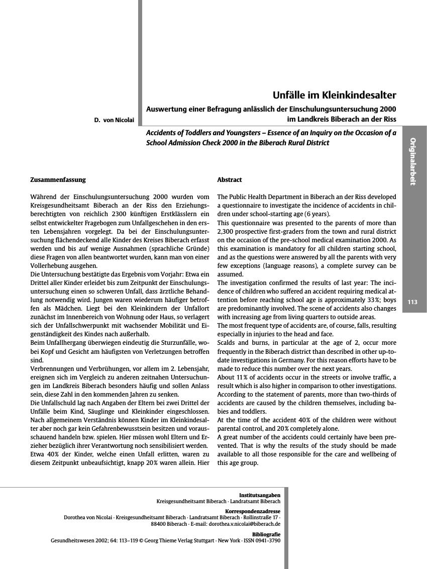 Vorschauseite 1: Unfälle im Kleinkindesalter