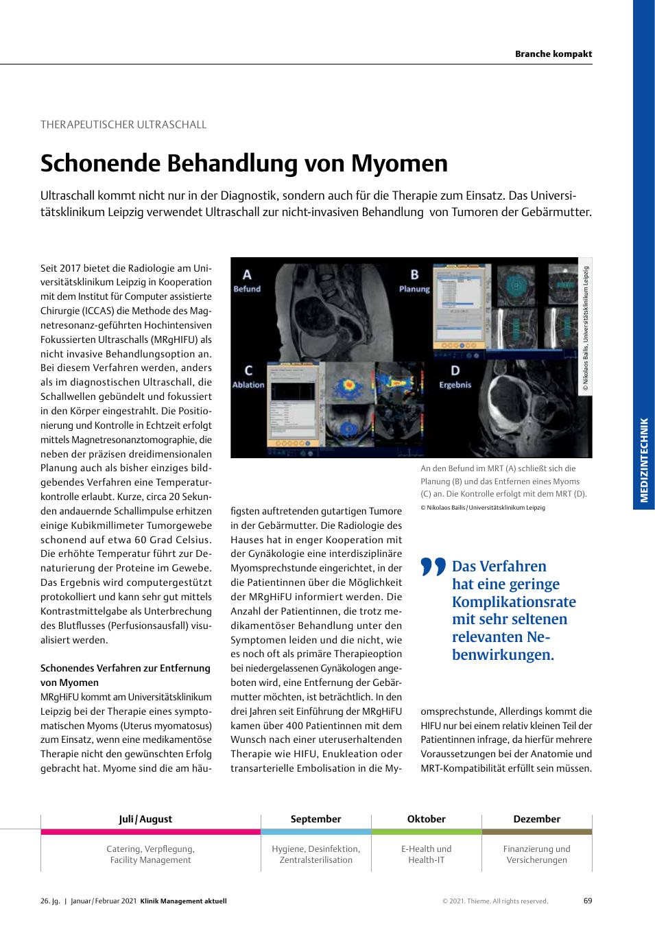 Vorschauseite 1: Therapeutischer Ultraschall: Schonende Behandlung von Myomen