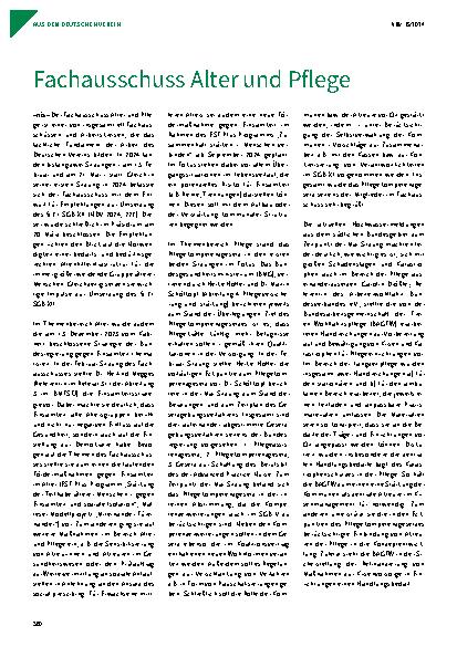 Vorschauseite 1: Fachausschuss Alter und Pflege