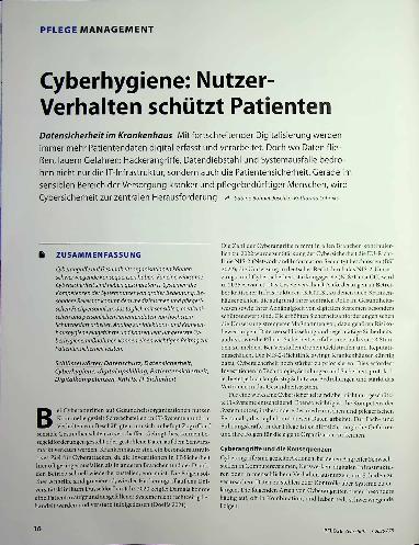 Vorschauseite 1: Cyberhygiene: Nutzer-Verhalten schützt Patienten