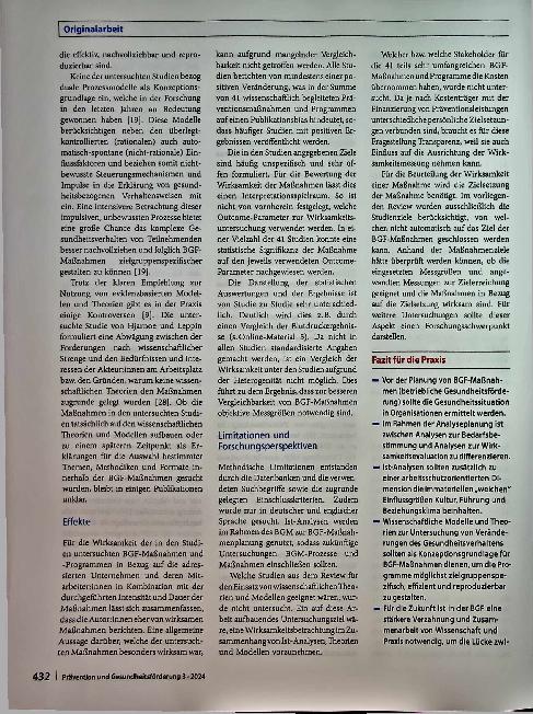 Vorschauseite 6: Ist-Analysen, Theorien und Effekte in evaluierten Interventionen der betrieblichen Gesundheitsförderung (BGF)