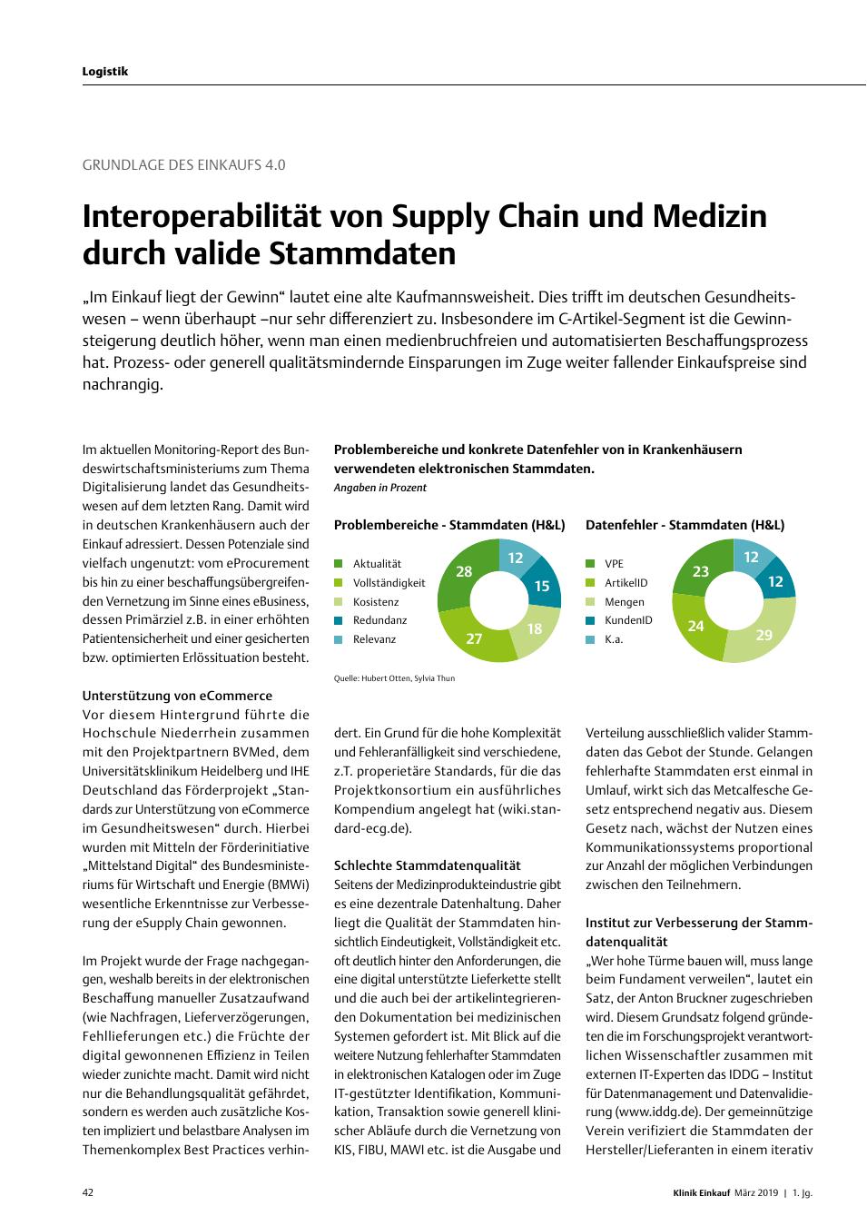 Vorschauseite 1: Grundlage des Einkaufs 4. 0: Interoperabilität von Supply Chain und Medizin durch valide Stammdaten