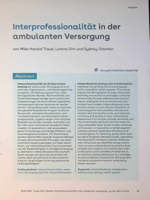 Vorschauseite 1: Interprofessionalität in der ambulanten Versorgung