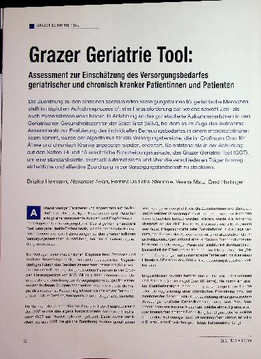 Vorschauseite 1: Grazer Geriatrie Tool: Assessment zur Einschätzung des Versorgungsbedarfs geriatrischer und chronisch kranker Patientinnen und Patienten