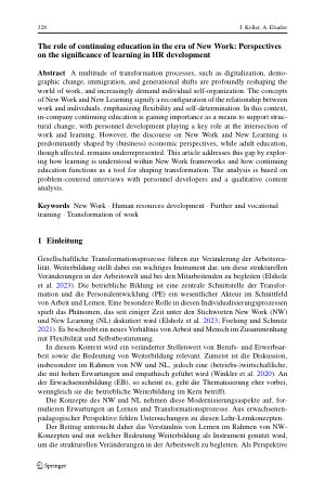 Vorschauseite 2: Die Rolle der Weiterbildung in der Ära von New Work: Perspektiven auf die Bedeutung von Lernen in der Personalentwicklung