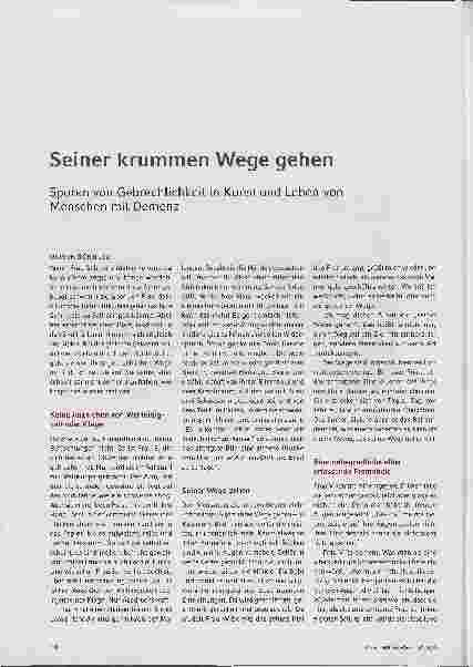 Vorschauseite 1: Seinen krummen Wegen gehen. Spuren von Gebrechlichkeit in Kunst und Leben von Menschen mit Demenz.