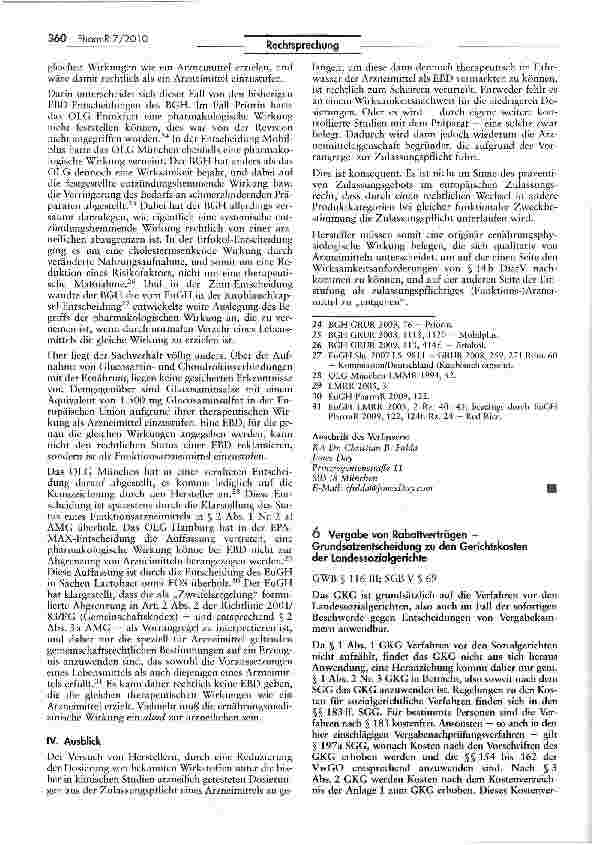 Vorschauseite 1: Vergabe von Rabattverträgen — Grundsatzentscheidung zu den Gerichtskosten der Landessozialgerichte