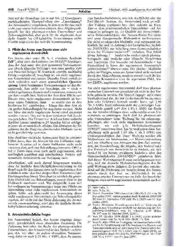 Vorschauseite 5: Rechtsfragen bei der Anwendung eines nicht zugelassenen Arzneimittels