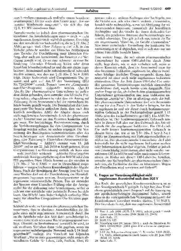 Vorschauseite 6: Rechtsfragen bei der Anwendung eines nicht zugelassenen Arzneimittels