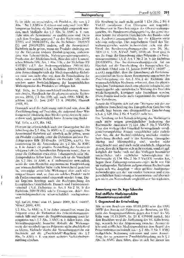 Vorschauseite 3: Zur Voraussetzung für die Anwendung des § 2 Abs. 3a AMG