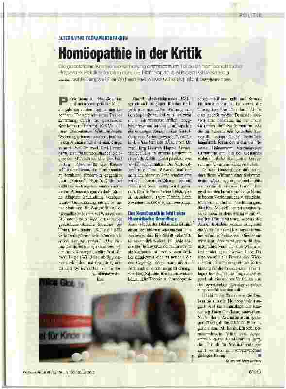 Vorschauseite 1: Homöopathie in der Kritik