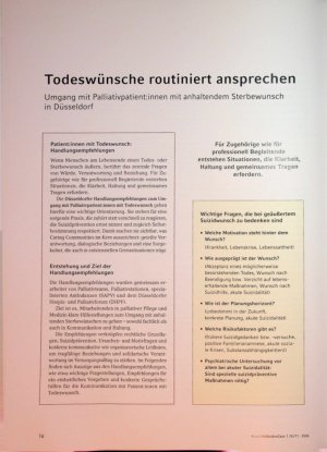 Vorschauseite 1: Todeswünsche routiniert ansprechen. Umgang mit Palliativpatient: innen mit anhaltendem Sterbewunsch in Düsseldorf