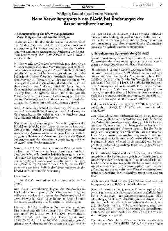 Vorschauseite 1: Neue Verwaltungspraxis des BfArM bei Änderungen derArzneimittelbezeichnung