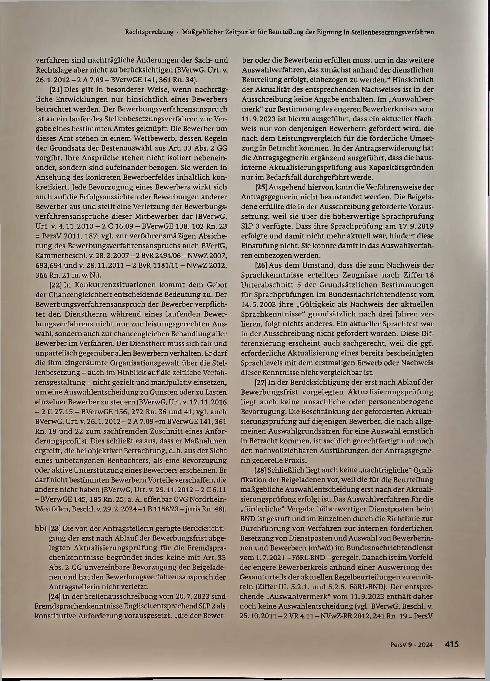 Vorschauseite 4: Maßgeblicher Zeitpunkt für Beurteilung der Eignung im Stellenbesetzungsverfahren