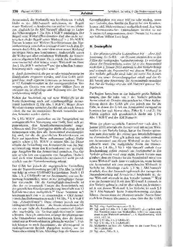 Vorschauseite 4: Frühe Nutzenbewertung — Bewertung erster Detailfragen zu Anwendungsbereich, Dossierpflicht und Vergleichstherapie