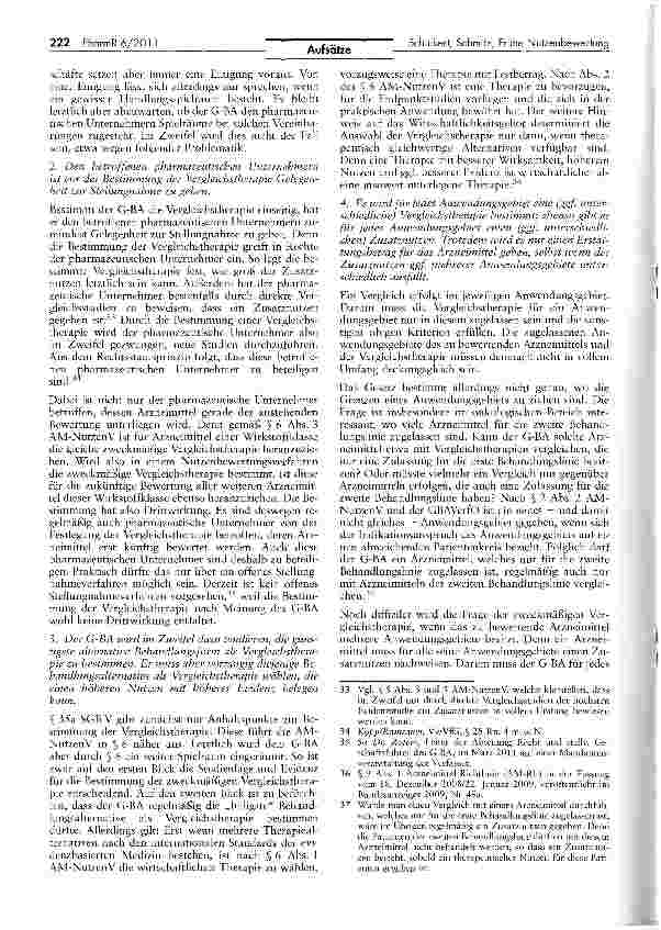Vorschauseite 6: Frühe Nutzenbewertung — Bewertung erster Detailfragen zu Anwendungsbereich, Dossierpflicht und Vergleichstherapie
