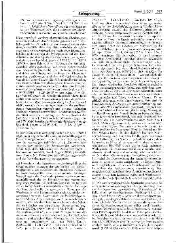 Vorschauseite 3: Ausgabe von Einkaufsgutscheinen durch Apotheken bei Abgabe verschreibungspflichtiger Arzneimittel