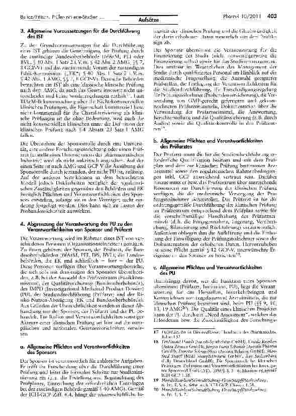 Vorschauseite 3: Prüfer-Initiierte-Studien (Nicht-kommerzielle klinische Prüfungen) in Deutschland — Juristische Verantwortlichkeiten und strafrechtsrelevanteHaftungsaspekte des pharmazeutischen U…