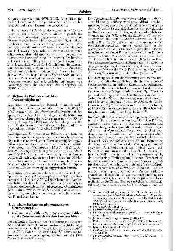 Vorschauseite 6: Prüfer-Initiierte-Studien (Nicht-kommerzielle klinische Prüfungen) in Deutschland — Juristische Verantwortlichkeiten und strafrechtsrelevanteHaftungsaspekte des pharmazeutischen U…
