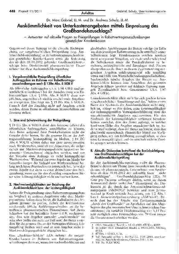 Vorschauseite 1: Auskömmlichkeit von Unterkostenangeboten mittels Einpreisung des Großhandelszuschlags?