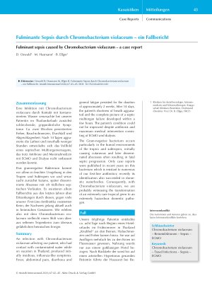Vorschauseite 1: Fulminante Sepsis durch Chromobacterium violaceum – ein Fallbericht
