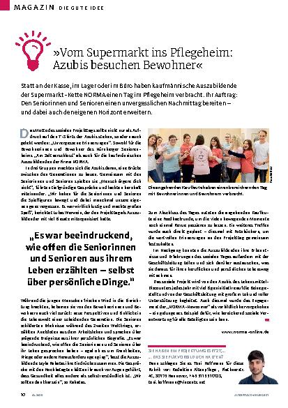 Vorschauseite 1: »Vom Supermarkt ins Pflegeheim: Azubis besuchen Bewohner«
